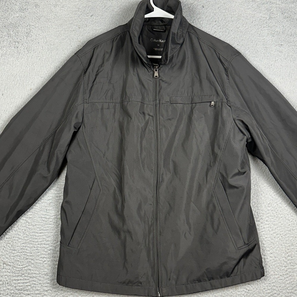Calvin Klein Jacket Mens Medium Black Windbreaker Zip Up Water Resistant Pockets